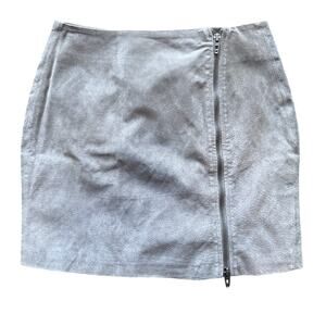 BLANKNYC Gray Suede Leather Moto Mini Skirt Asymmetrical Zipper Size 26